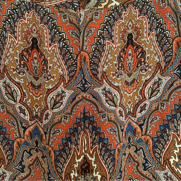Zara Brown Orange Boho Paisley Print Flare Leg Pants Bloggers Fav Medium - Picture 6 of 11